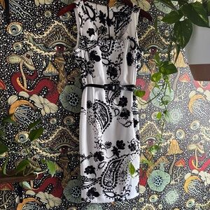 Ronni Nicole Black and White Floral Midi Dress